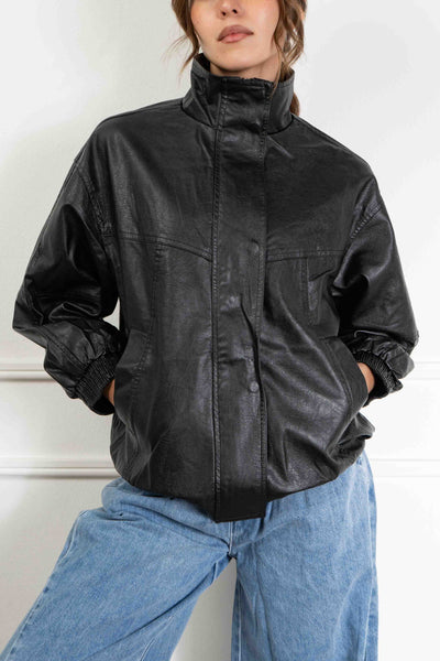 Amanda Leather Oversized Jacket