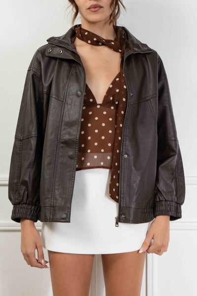 Amanda Leather Oversized Jacket