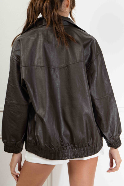 Amanda Leather Oversized Jacket
