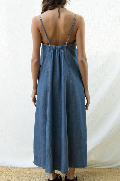 Camille Open Back Denim Dress