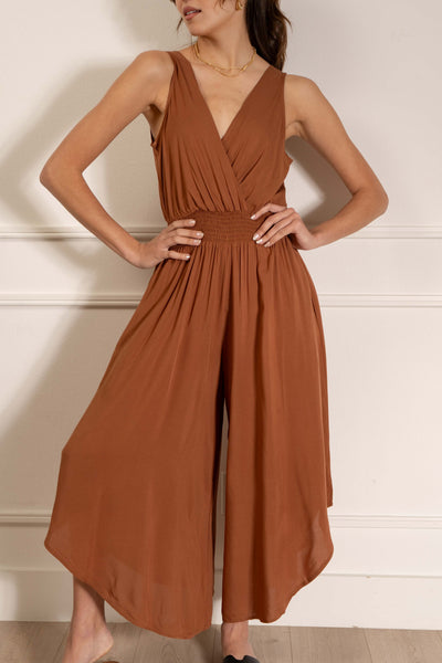 Claire Solid Surplice Jumpsuit