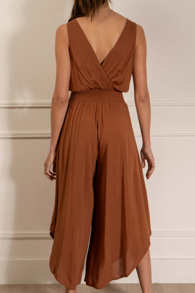 Claire Solid Surplice Jumpsuit