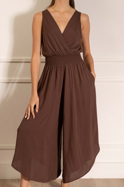 Claire Solid Surplice Jumpsuit