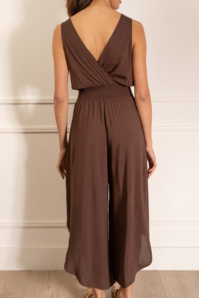 Claire Solid Surplice Jumpsuit