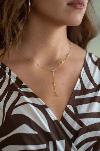 Dainty Rhinestone Drop Necklace