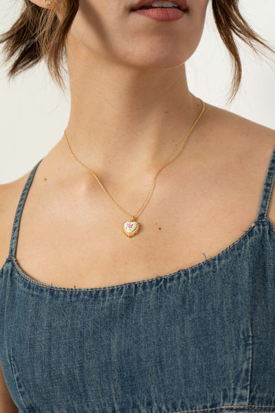 Gold Dipped Ceramic Heart Necklace