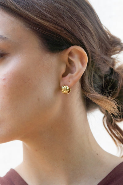 Gold Dipped Hinge Ball Earrings