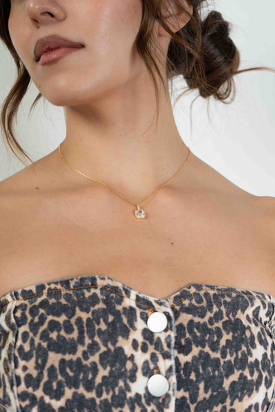 Gold Dipped Square Rhinestone Necklace