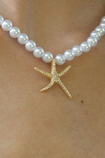 Gold Dipped Starfish Pearl Necklace