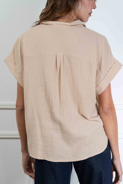 Isabella Gauze Button Down Top