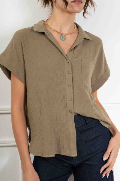 Isabella Gauze Button Down Top