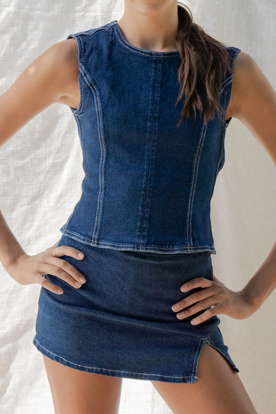 Kourtney Denim Mini Skirt Set