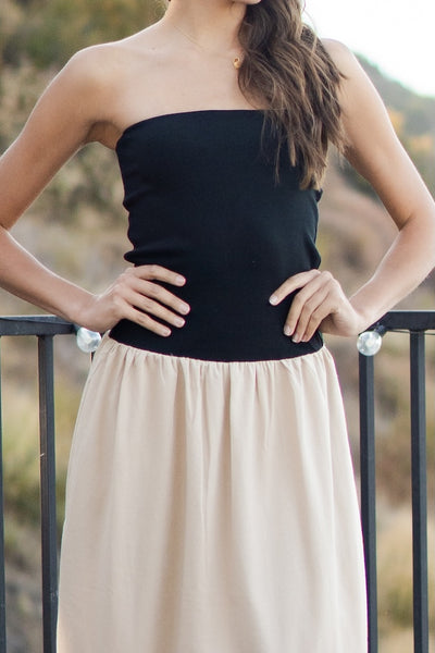 Linen And Ribbed Combo Dress