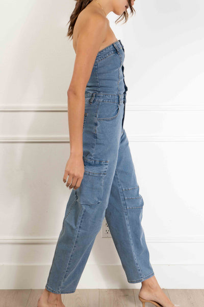 Lynette Strapless Denim Jumpsuit