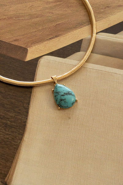 Marble Teardrop Snake Chain Necklace