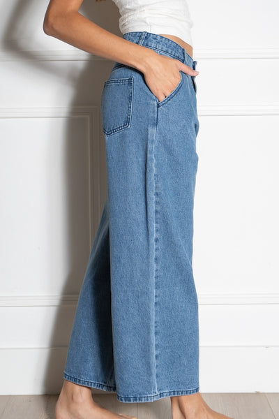 Mini Pleat Relaxed Denim Pants