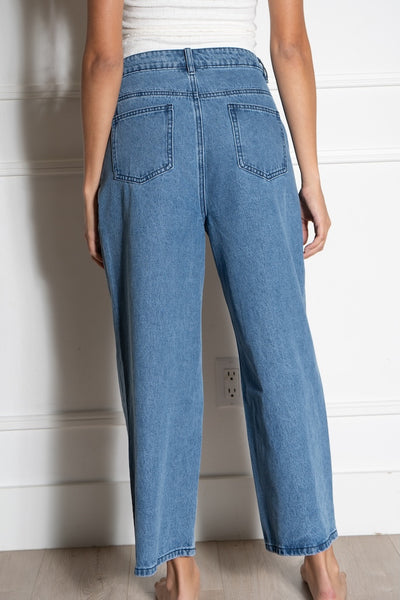 Mini Pleat Relaxed Denim Pants