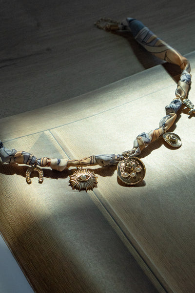 Silk Wrapped Charm Necklace