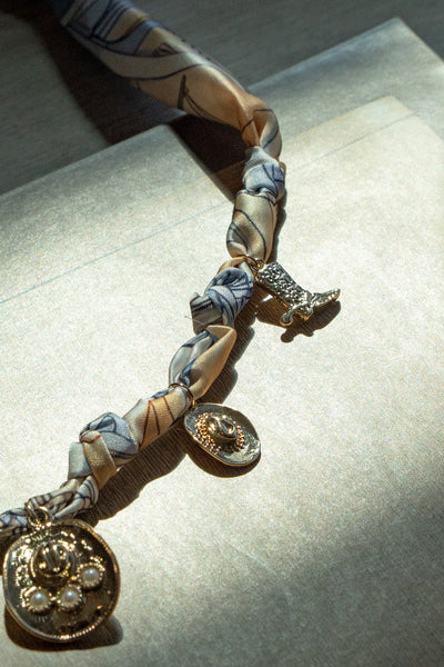 Silk Wrapped Charm Necklace