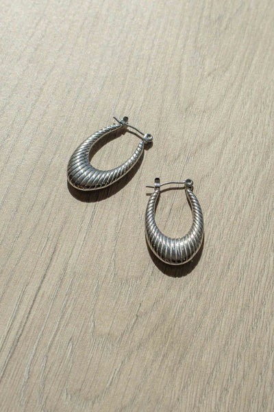 Stainless Steel Oval Latch Earrings