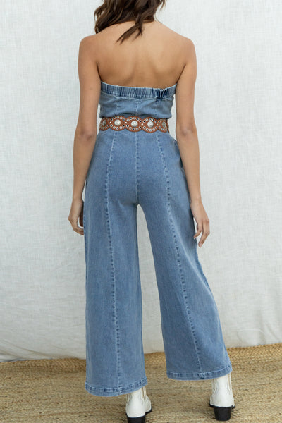 Zip Up Strapless Jumpsuit
