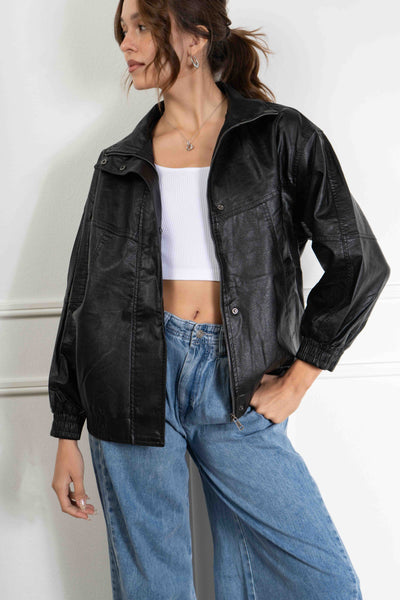 Amanda Leather Oversized Jacket