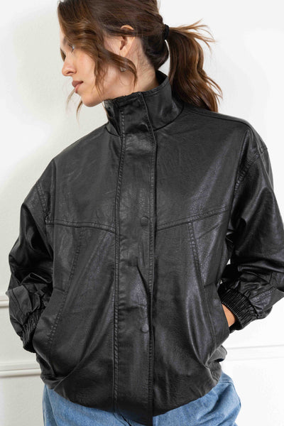 Amanda Leather Oversized Jacket