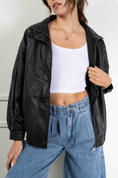 Amanda Leather Oversized Jacket