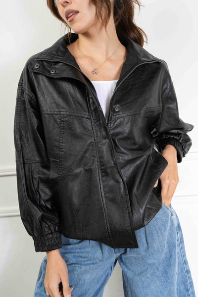Amanda Leather Oversized Jacket