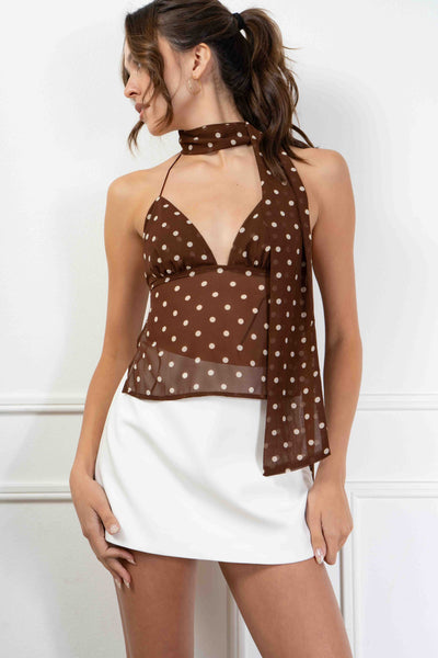 Anahi Polka Dot Scarf Top