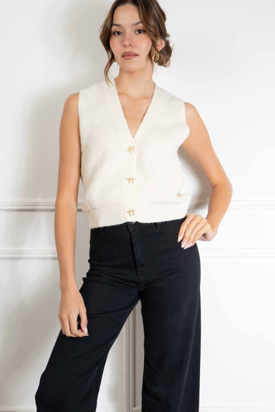 Aria Ribbon Button Down Vest