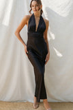 Aria Satin Plunge Maxi Dress