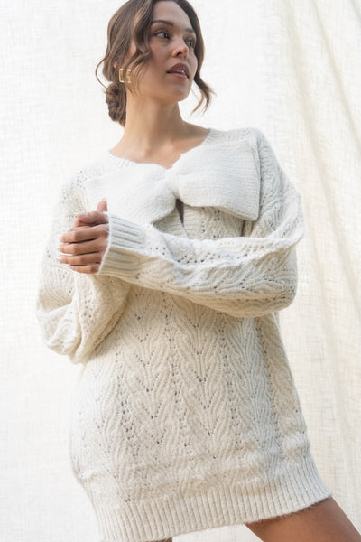 Big Bow Knit Mini Dress