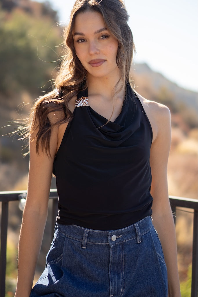 Brenna Metal Trim Top