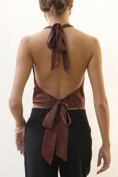 Brielle Satin Halter Top