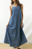 Camille Open Back Denim Dress