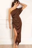 Carla High Slit Satin Dress