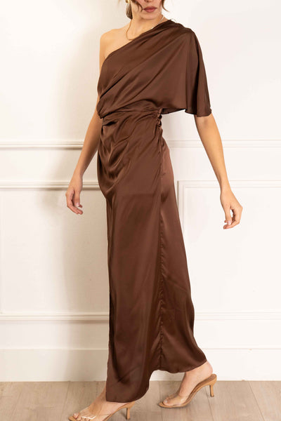 Carla High Slit Satin Dress