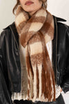Checkered Fringe Knit Scarf