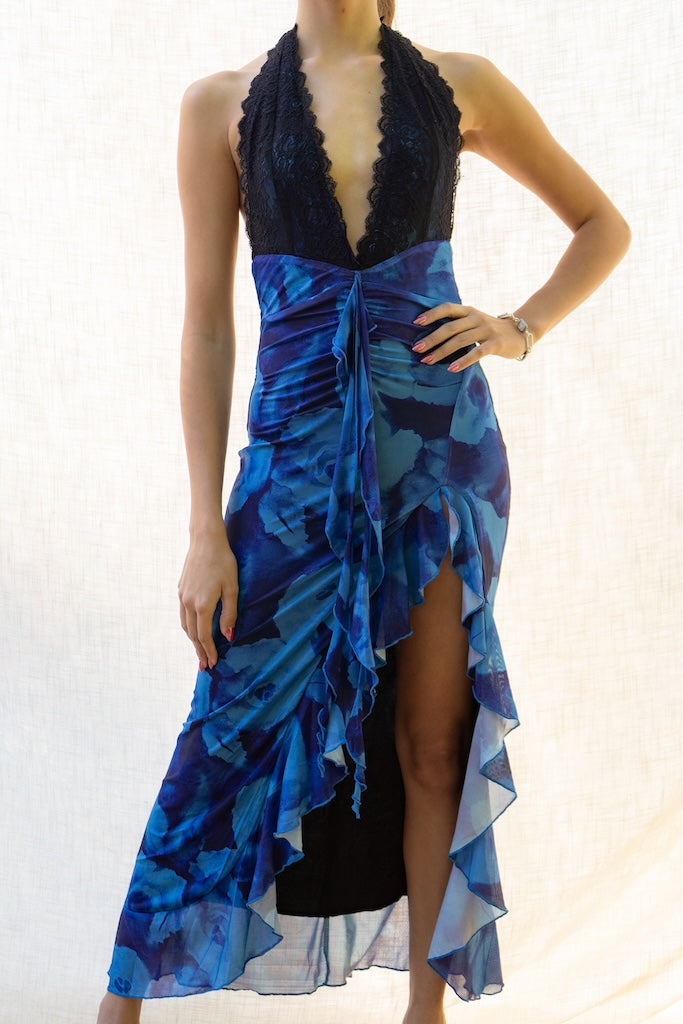 Cindy Plunge Ruffle Dress