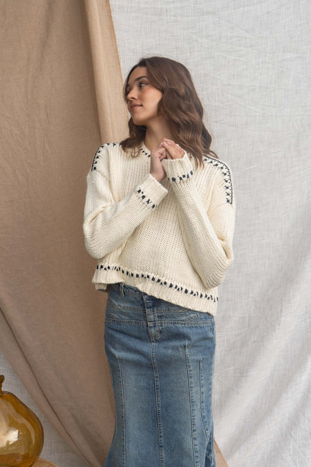 Contrast Knit Sweater