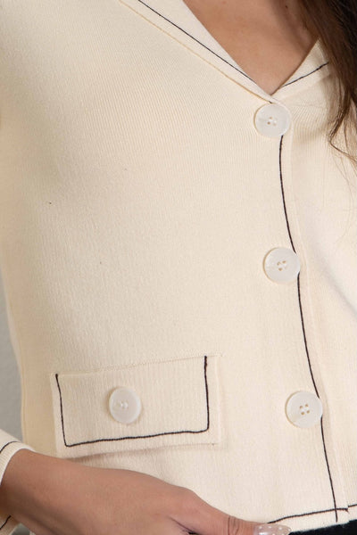 Contrast Stitching Cardigan