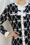 Bow Print Knit Mini Dress