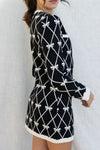 Bow Print Knit Mini Dress