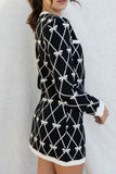 Bow Print Knit Mini Dress