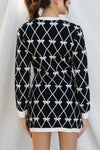 Bow Print Knit Mini Dress