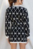 Bow Print Knit Mini Dress