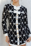Bow Print Knit Mini Dress