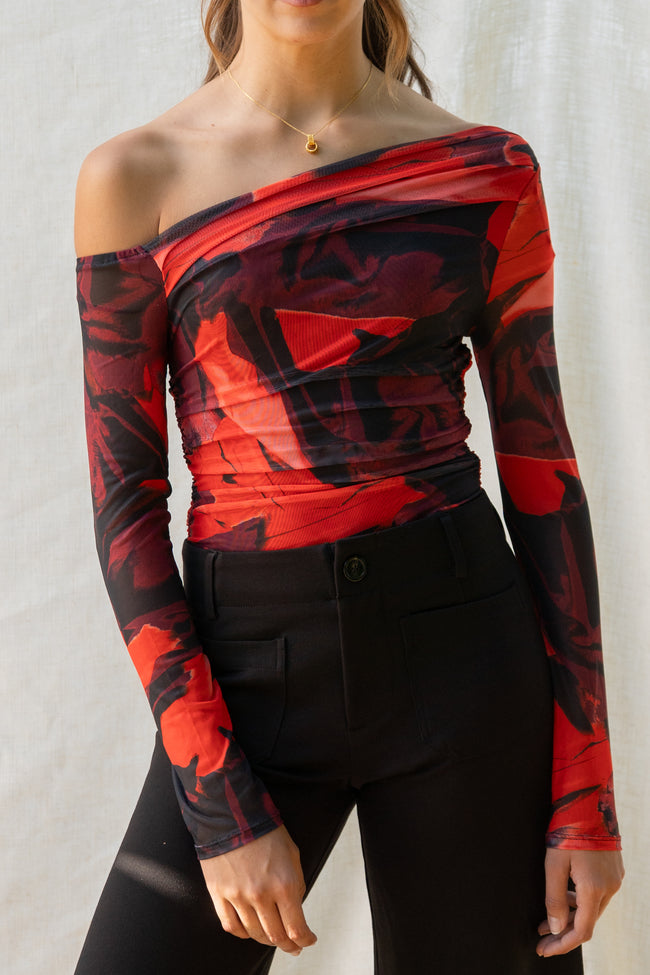 Elena Printed Mesh Bodysuit