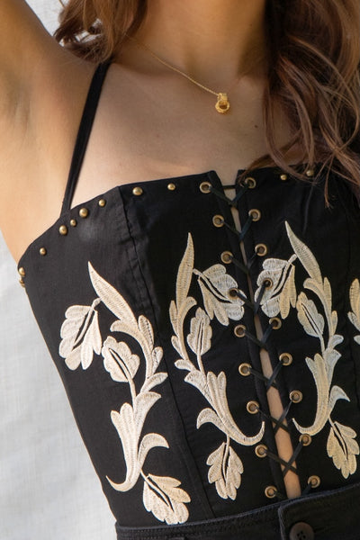 Embroidered Western Corset Top